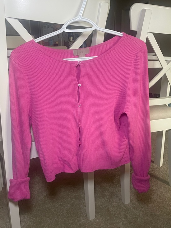 H&M Bright Pink Ribbed Button-Back Top - Picture 2 of 2